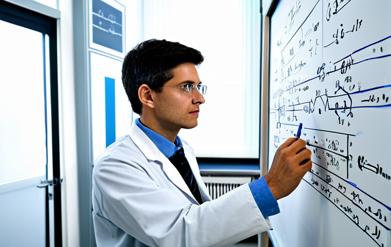 물리학 연구비 지원 방법 - **Prompt:** A distinguished physicist in a well-lit, modern German university lab, fully clothed, wo...