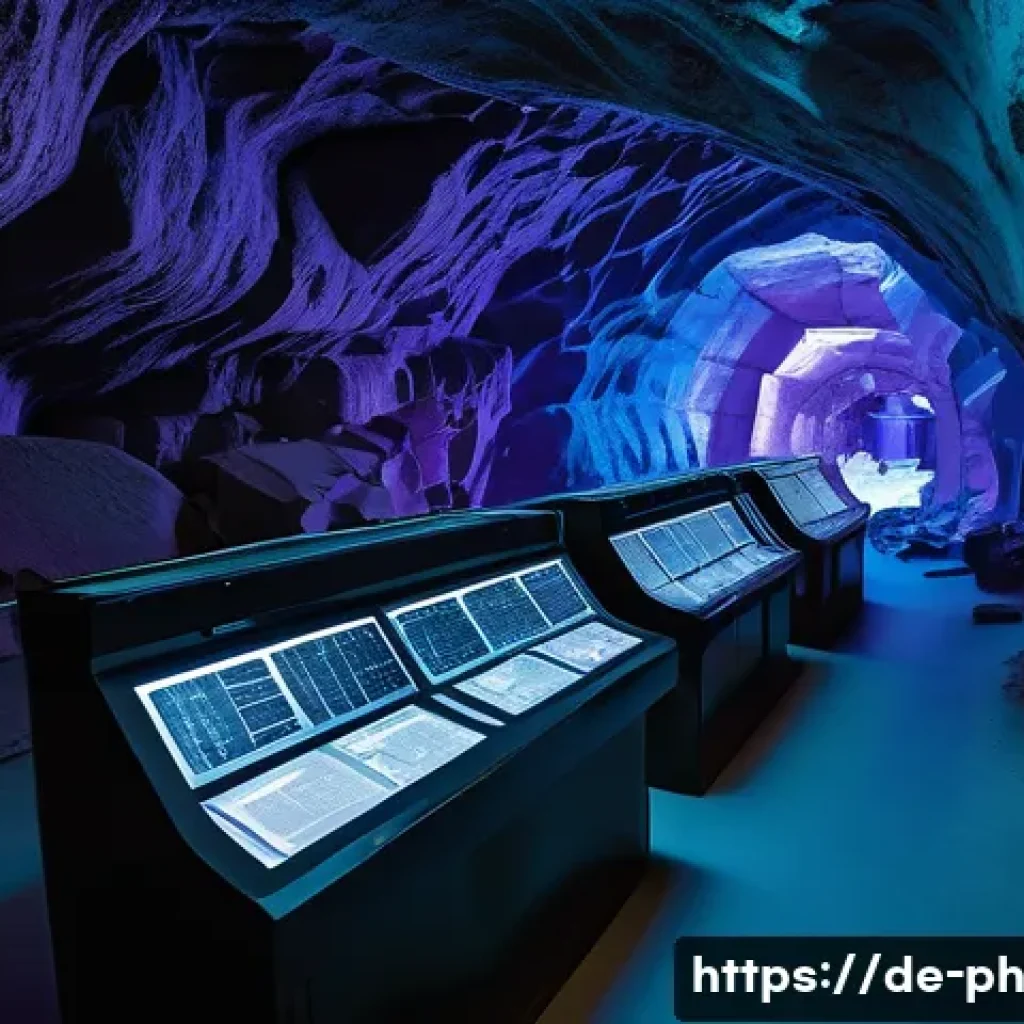 물리학의 새로운 실험 기법 - **Prompt:** A meticulously designed, futuristic dark matter detector operating deep within a massive...