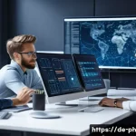 물리학자 커리어 전환 성공 사례 - A modern office environment showing a diverse group of professional physicists collaborating on soft...