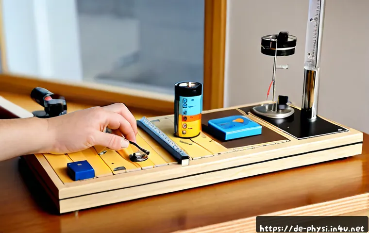 물리학 관련 과학 실험 키트 추천 - Photorealistic physics experiment kit arranged neatly on a bright wooden study desk in a modern Germ...